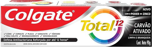 Colgate Creme Dental Total 12 Carvão Ativado 90g