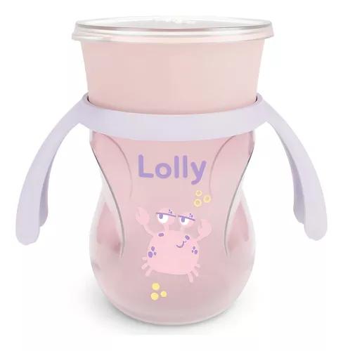 Copo 360 C/ Alça Antivazamento Treinamento Lolly 250 Ml Cor Rosa 360