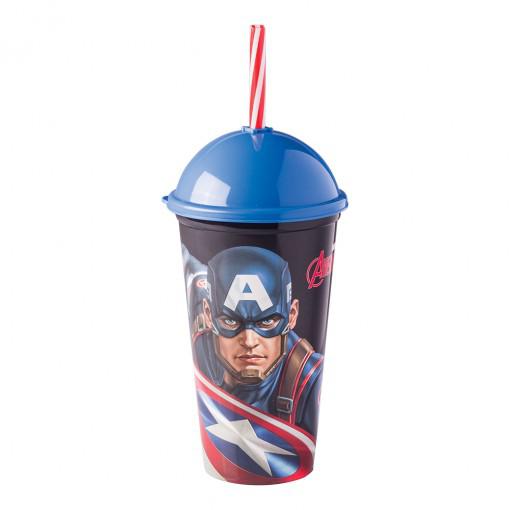 COPO CANUDO CAPITAO AMERICA 500ML