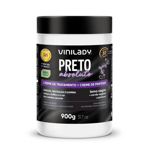 Creme de Tratamento 2 em 1 Preto absoluto Vini Lady - 900g