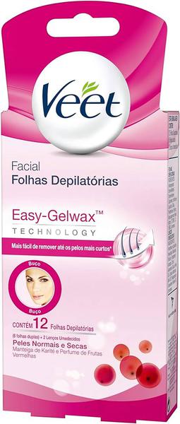 Depilatório Folhas Prontas Veet Facial Pele Normal C/12