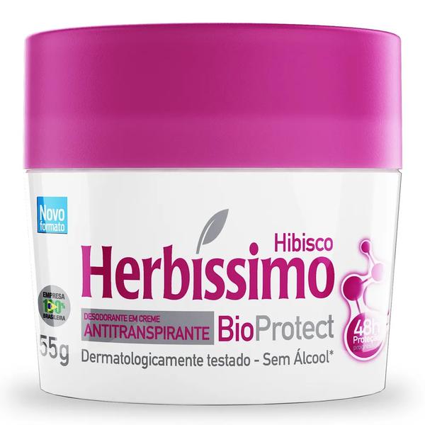 Desodorante Antitranspirante Creme Herbíssimo Bio Protect Hibisco 48h 55g