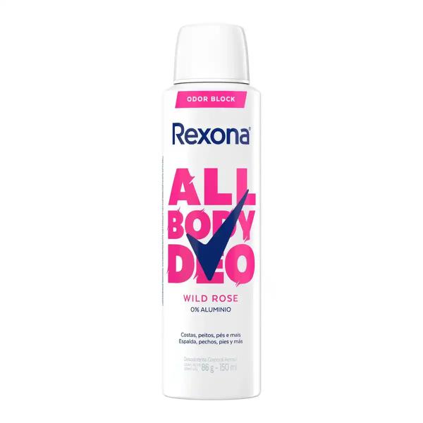 Desodorante Corporal Rexona Aerosol Linha All Body Deo Wild Rose 150ml