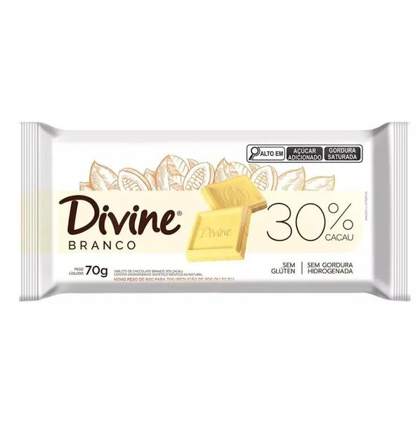Chocolate Branco 30% Cacau Sem Glúten Divine 70g