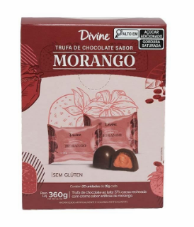 DIVINE TRUFAS AO LEITE C/RECH CREME DE MORANGO 18G