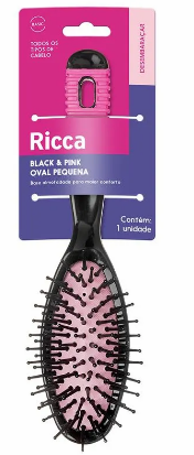 ESCOVA CAB RICCA OVAL GDE BLACK/PINK 2411