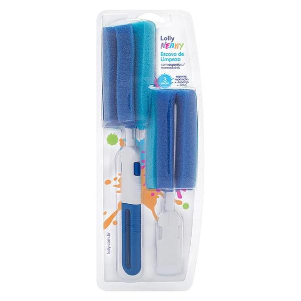 Escova De Limpeza Com Esponja Lolly - Azul, 2 Unidades