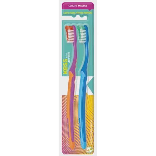 Escova Dental Kess Basic Action Cerdas Macias 2 Unidades