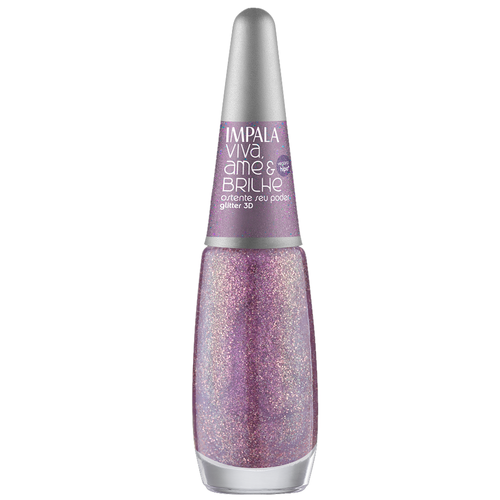 Esmalte Impala Viva Ame E Brilhe Glitter 3D Ostente Seu Poder