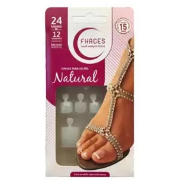 Fhaces Unha Postiça P/ Pés Natural C/ 24 Unidades