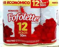 Fofolette papel higiênico folha simples 30 metros por 12 unidades