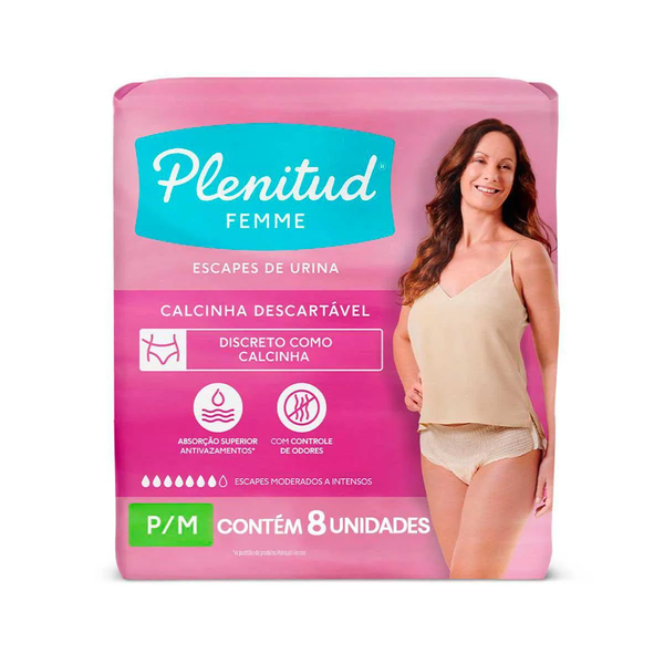Fralda Calça Geriátrica Feminina Plenitud Femme P/M 8 Unidades