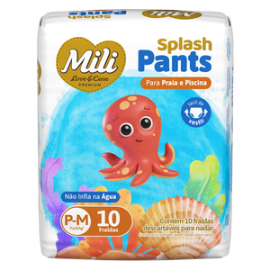 Fralda infantil love care pants splash p/m 10 unidades mili