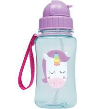 Garrafa Infantil 400ml Com Canudo de Silicone Para Bebê 12 + Meses Animal Fun Unicórnio Buba