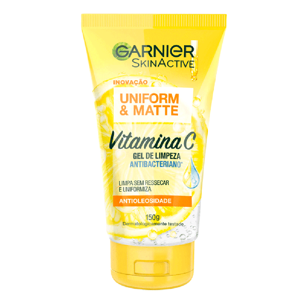 Gel de Limpeza Facial Antibacteriano Garnier Uniform & Matte Vitamina C 150ml