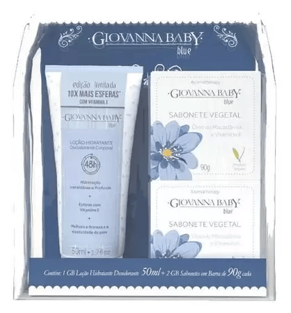 Kit Giovanna Baby Blue Loção Hidratante 50ml + 2 Sabonetes 90g
