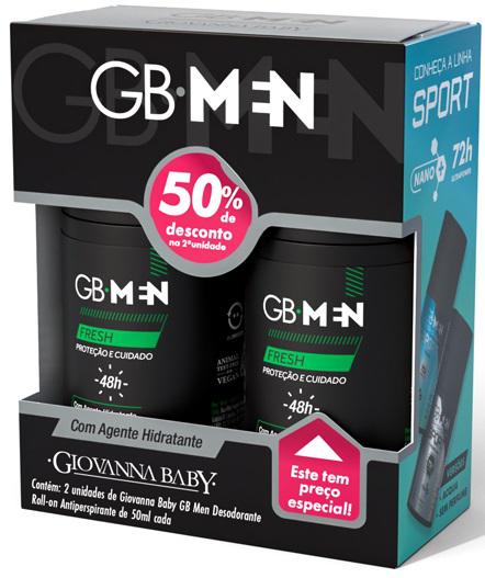 Kit Desodorante Masculino Giovanna Baby Men Roll On Fresh com 2 Unidades