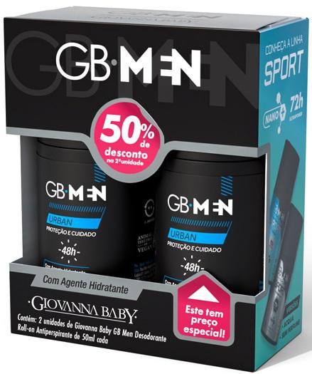 Kit Desodorante Masculino Giovanna Baby Men Roll On Urban com 2 Unidades