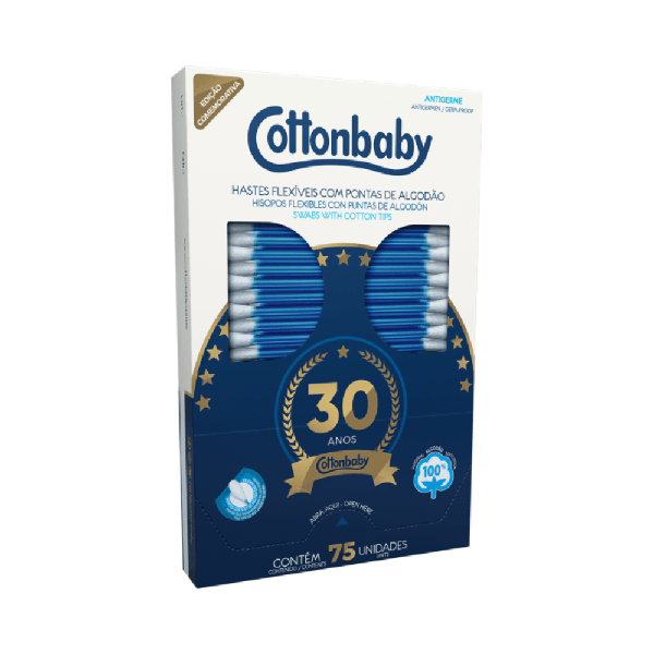 Hastes Flexíveis Cotonetes Cottonbaby 75 Unidades