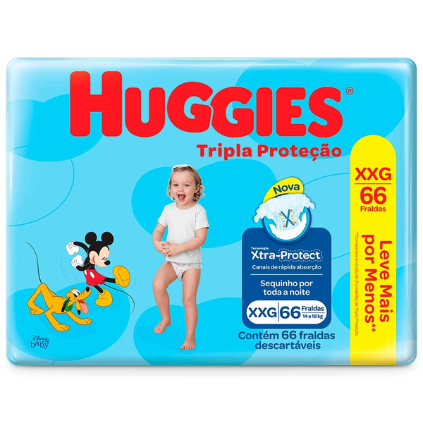 Fralda Huggies Tripla Protecao Hiper XXG 66 Unidades