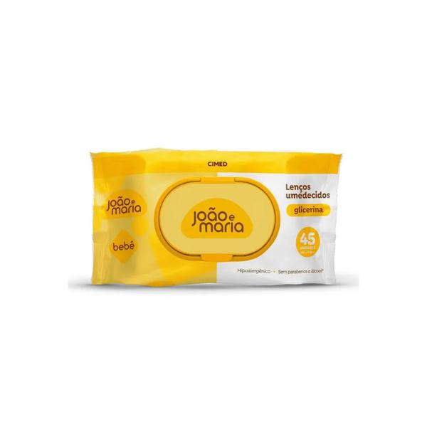 João e Maria Lenços Umedecidos Fragrância Glicerina Com 45 Unidades