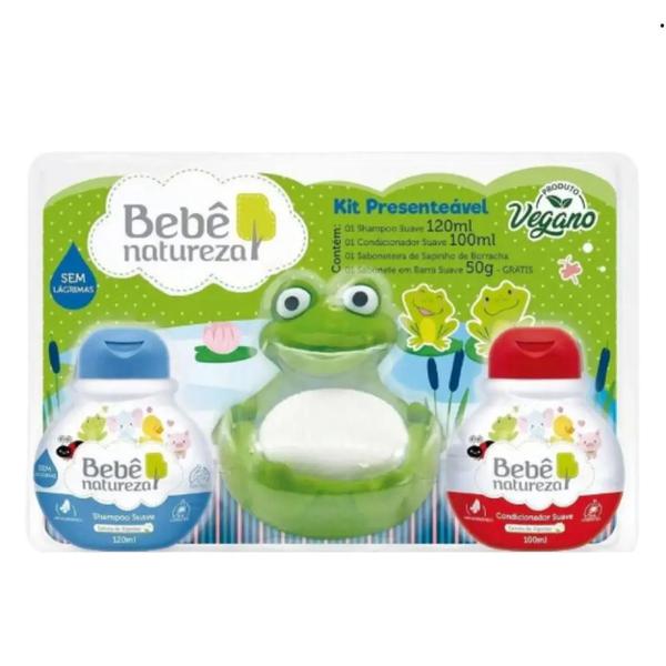 Kit Bebê Natureza Sapinho Shampoo + Condicionador + Sabonete + Saboneteira