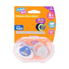Kit C/2 Chupeta Lolly Mundo Bita Silicone Tamanho 1 Azul