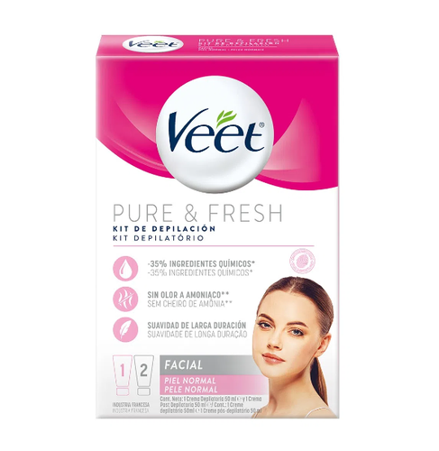 Kit De Depilação Facial Veet Pure & Fresh Creme 50ml+Creme Pós-Depilatório 50ml