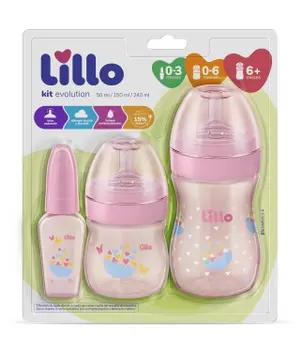 Kit de Mamadeira Primeiros Passos 3 Unidades com 50/150/240ml Rosa - Lillo