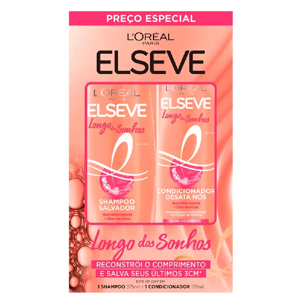 Kit Elseve Longo dos Sonhos Shampoo 375ml + Condicionador 170ml