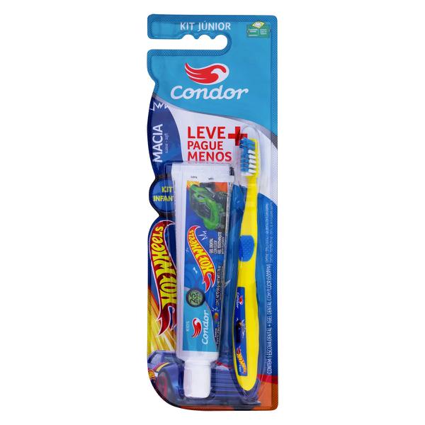 Kit Escova + Creme Dental Infantil com Flúor em Gel Hot Wheels Condor