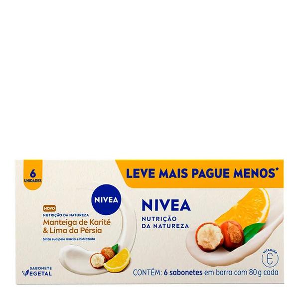 Kit Sabonete em Barra Nivea Nutrição Da Natureza Manteiga De Karité & Lima Da Pérsia 6 Unidades de 80g