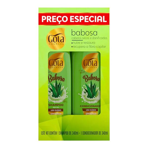 Kit Shampoo e Condicionador Gota Dourada Babosa 340ml