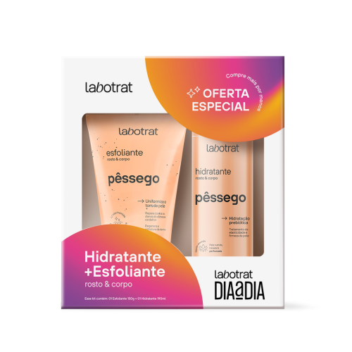 Kit Esfoliante Labotrat Corpo e Rosto 190ml  + Hidratante Corporal Pessego 150ml