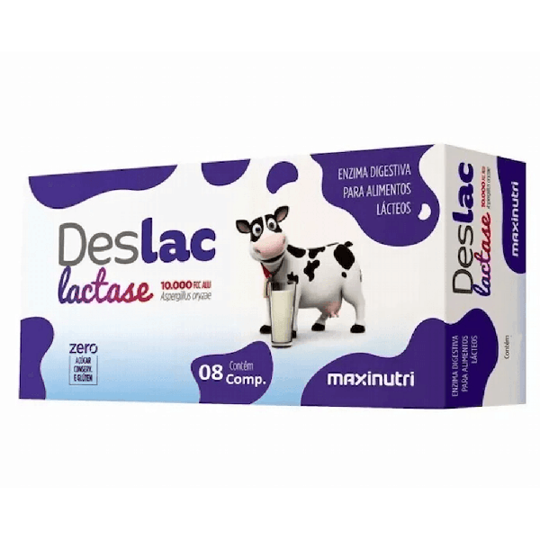 Lactase - Deslac 10.000 Fcc 8 Comprimidos Mastigável