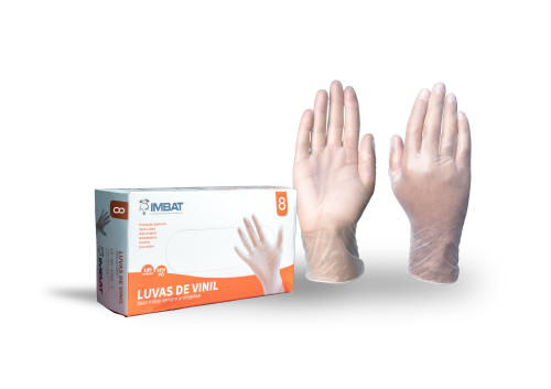 Luva Imbat Vinil Incolor M Com 100 Unidades