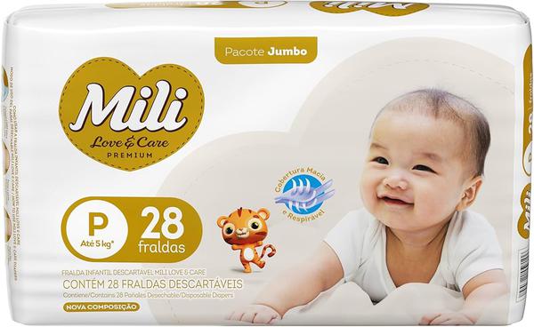Mili Fralda Love & Care Premium Jumbo P 28 Unidades