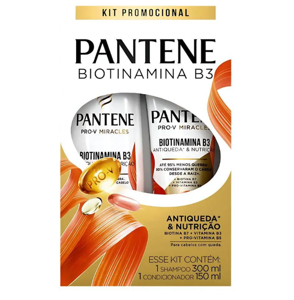 Kit Pantene Biotinamina B3 Shampoo 300ml + Condicionador 150ml