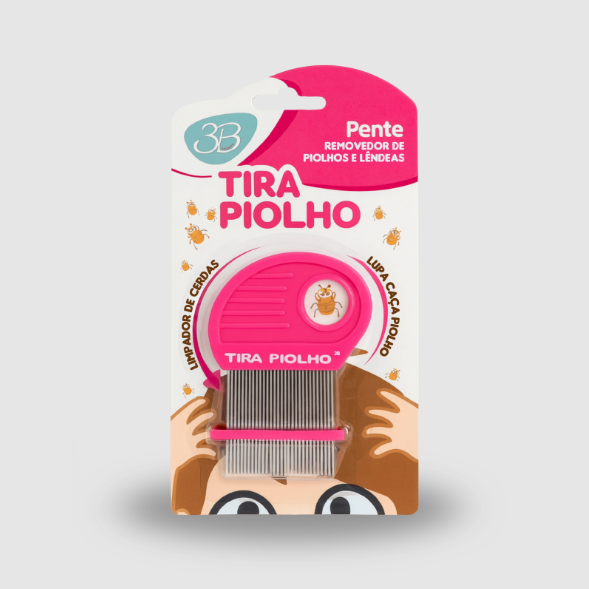 PENTE DE ACO COM LUPA TIRA PIOLHO ROSA