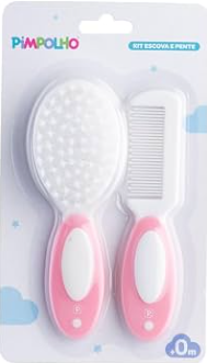 PIMPOLHO KIT ESCOVA E PENTE PARA BEBE ROSA