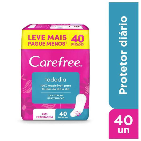 Protetor Diário Carefree Tododia Flexi Sem Perfume 40 unidades