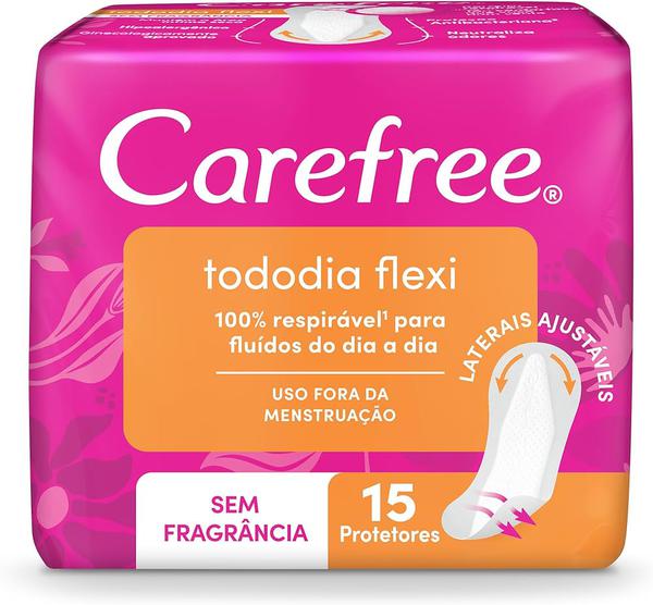 Protetor Diário Todo Dia Flexi sem Perfume, Carefree, 15 Unidades