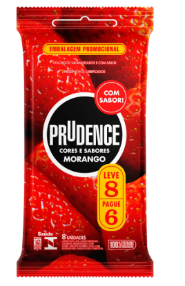 Preservativo Prudence Morango Leve 8 Pague 6