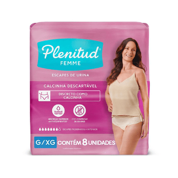 Roupa Íntima Feminina Plenitud Femme G/XG 8 unidades