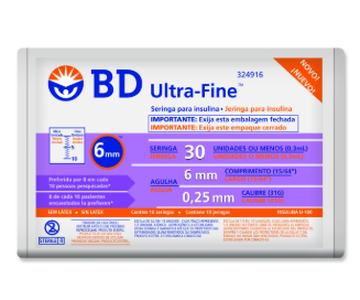 SERINGA BD ULTRA FINE 30UI 6MM C/10 UNIDADES