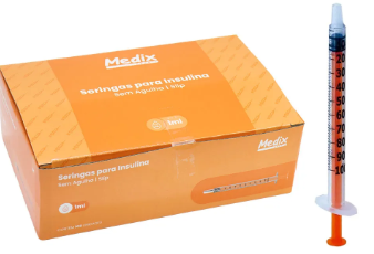 SERINGA INSULINA 1ML MEDIX S/AGULHA