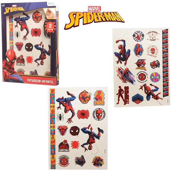 TATUAGEM INFANTIL SPIDERMAN MARVEL 2 CARTELAS