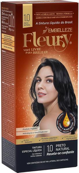 Tinta de Cabelo Fleury  1.0 Preto Natural - Embelleze