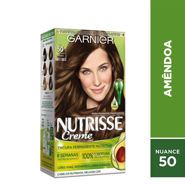 Tinta de Cabelo Garnier Nutrisse 50 Castanho Claro Amendoa