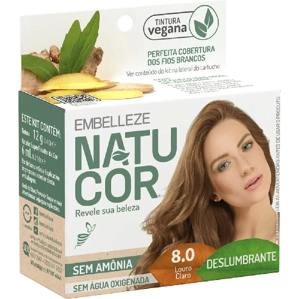 Tinta de Cabelo Natucor 8.0 Louro Claro - Embelleze